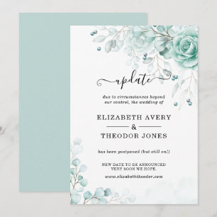 Invitation Mise à jour du mariage floral turquoise et vert sa