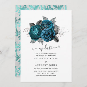 Invitation Mise à jour du Mariage floral Turquoise, Noir et A