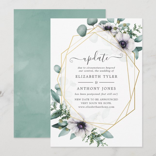 Invitation Mise à jour du Mariage géométrique Eucalyptus Anem (Devant / Derrière)