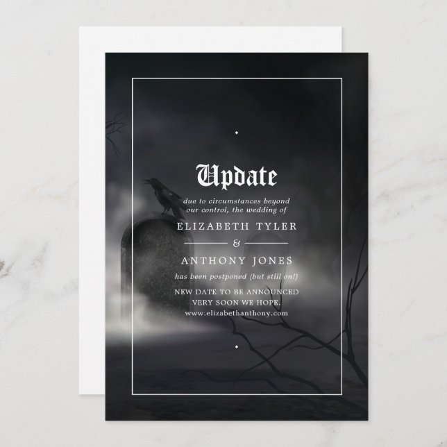 Invitation Mise à jour du Mariage gothique d'Halloween (Devant / Derrière)