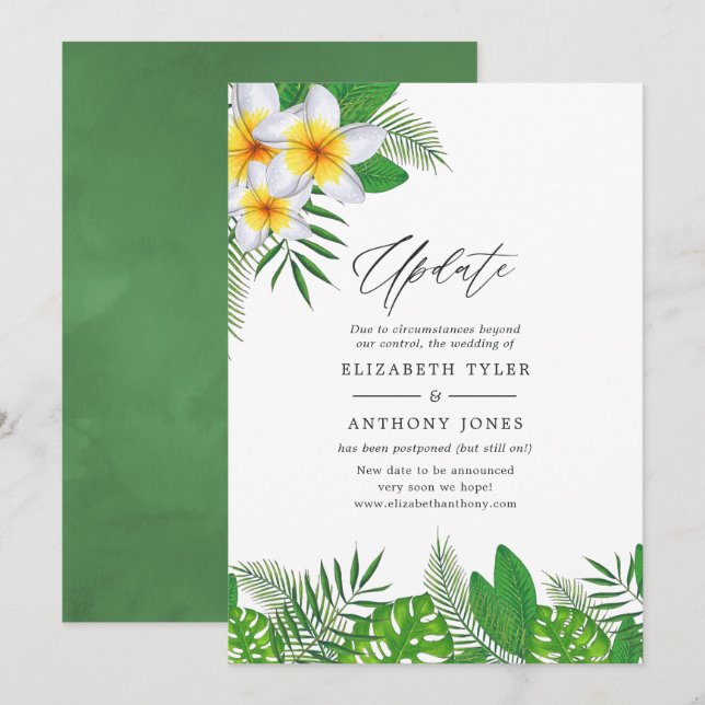 Invitation Mise à jour du mariage Hawaïen aquarelle Aloha Lua (Devant / Derrière)