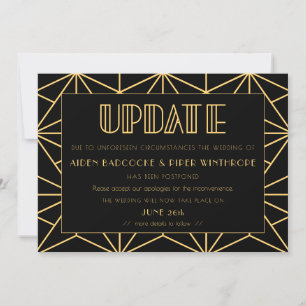 Invitation Mise à jour du mariage reporté art déco vintage de
