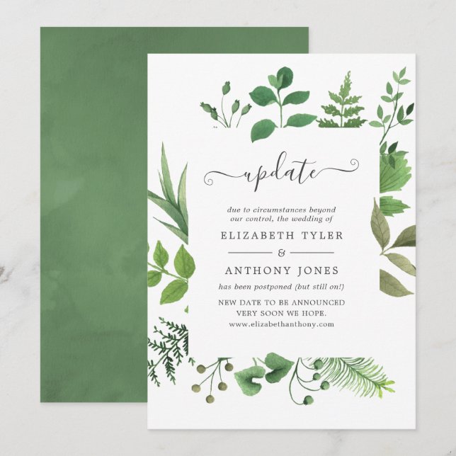 Invitation Mise à jour du Mariage sur la végétation forestièr (Devant / Derrière)