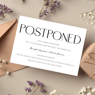 Invitation Mise à jour minimaliste du Mariage reporté blanc