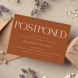 Invitation Mise à jour minimaliste du Mariage reporté Terraco