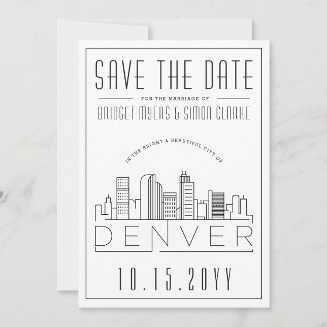 Invitation Mise en page de mariage à Denver avec silhouette s (Devant)