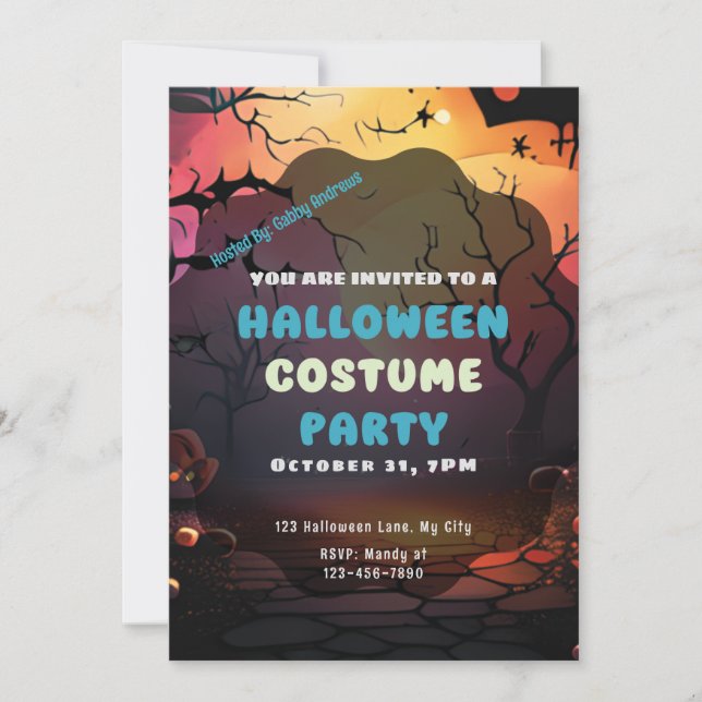 Invitation Mise en place de Sun Bats Citrouilles Halloween (Devant)