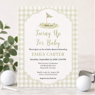 Invitation Mise en place pour bébé Vert sauge Golf Fête préna