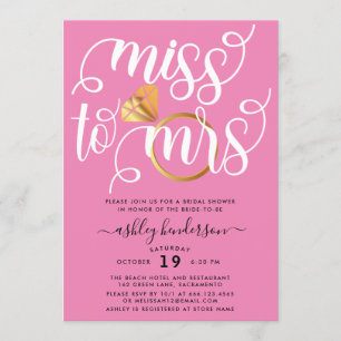 Invitation Miss À Mme Blush Pink Fête de l'mariée