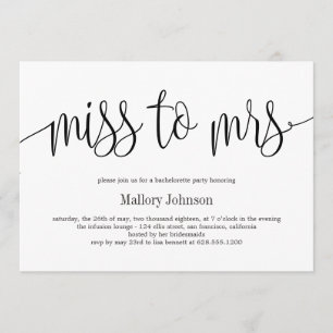 Invitation Miss À Mme EDITABLE COULEUR Bachelorette Party