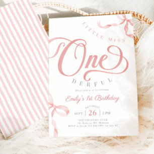 Invitation Miss Onederful Rouge Rose 1er Anniversaire