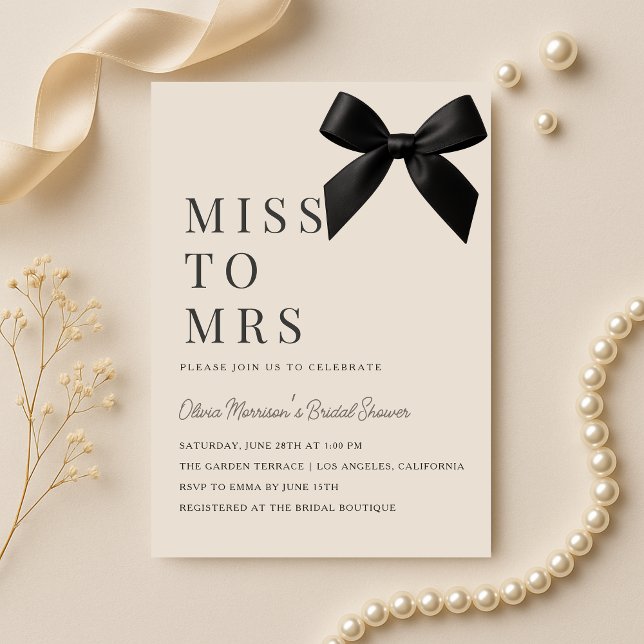 Invitation Miss to Mrs Bow Bridal Shower (Créateur téléchargé)