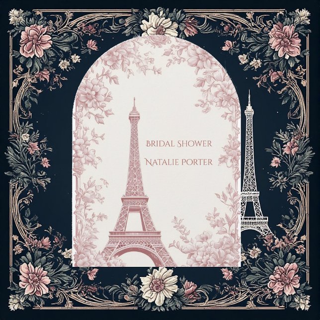 Invitation Miss to Mrs Bridal Shower Paris Shabby Chic Arch  (Miss to Mrs Bridal Shower Paris Shabby Chic Arch Invitation)