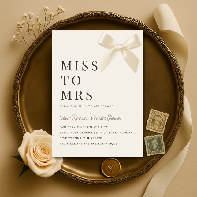 Invitation Miss to Mrs Coquette Bow Baby Shower (Créateur téléchargé)