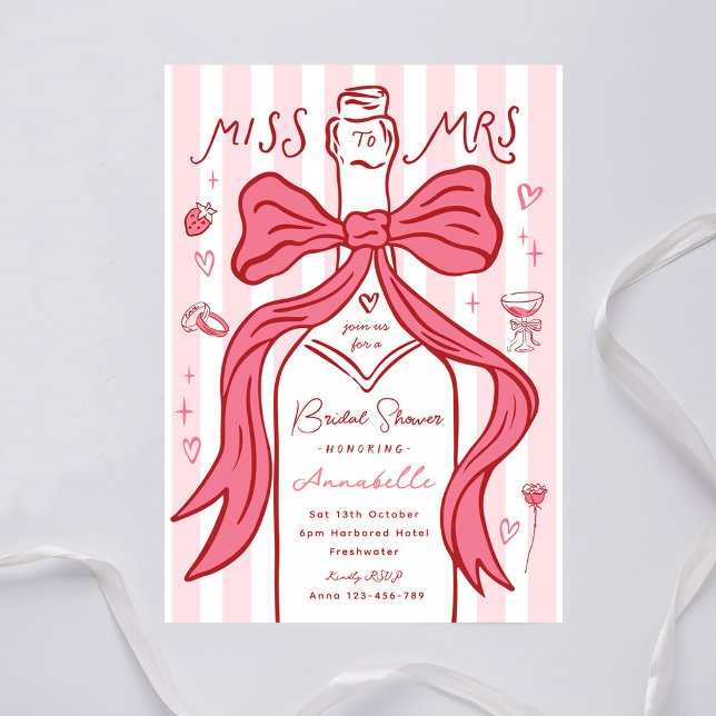 Invitation Miss to Mrs Réception de Mariage Ruban Rose Champa (Créateur téléchargé)