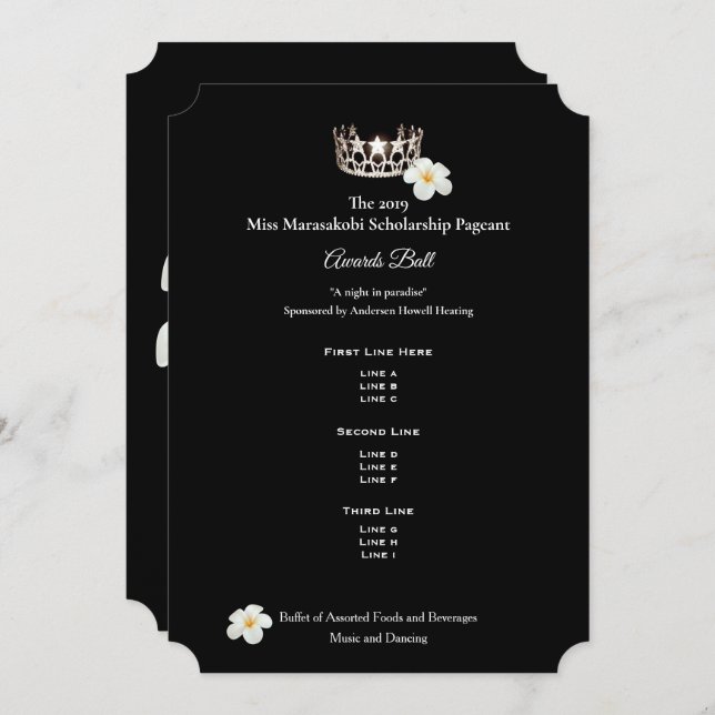 Invitation Miss USA Silver Crwn Plumeria Awards (Devant / Derrière)