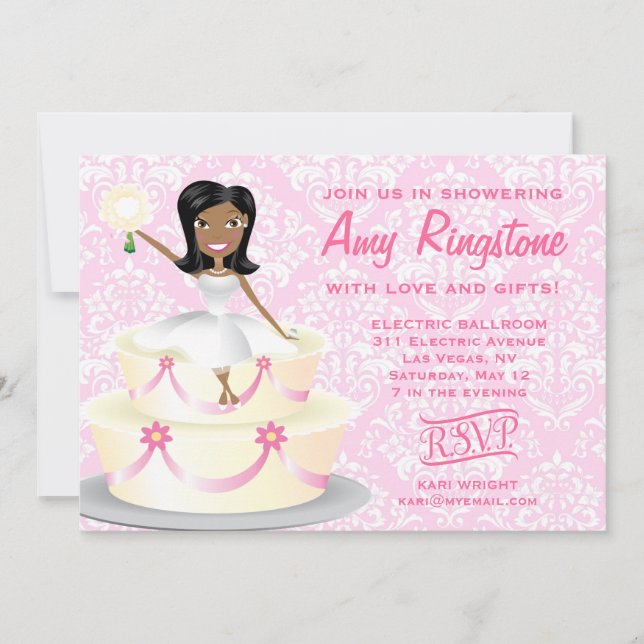 Invitation Miss Wright 2 Afro-Américaine Damask (Devant)