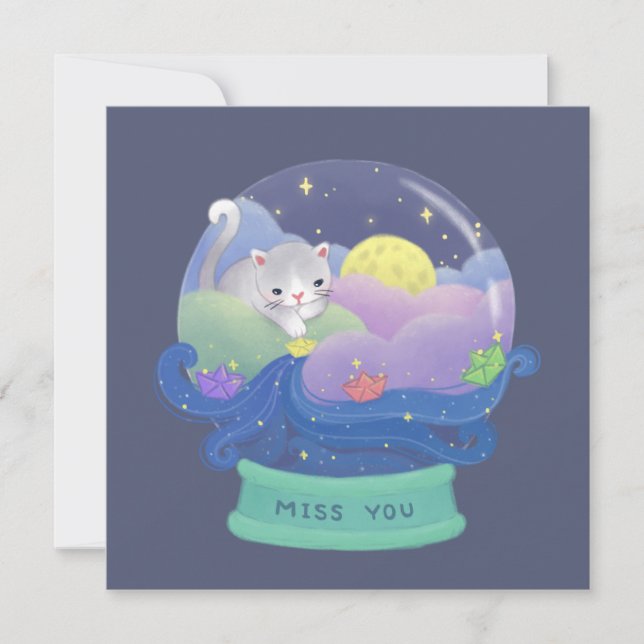 Invitation Miss You : Bateaux de chats et de papier (Devant)