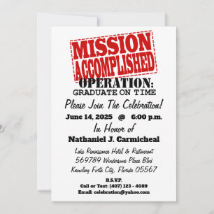 Invitation MISSION ACCOMPLIE Opération Diplômé à Temps