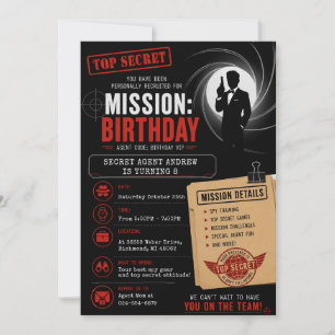 Invitation Mission d'espionnage secrète d'anniversaire person