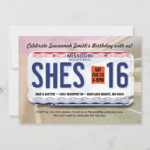 Invitation Missouri 16e anniversaire de la fille