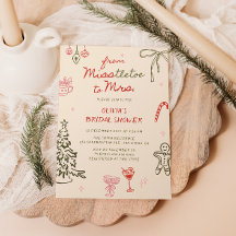 Misstletoe à Mme Hand Drawn Fête des mariées