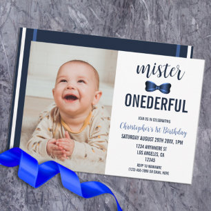 Invitation Mister Onederful Noeud Papillon 1er Anniversaire