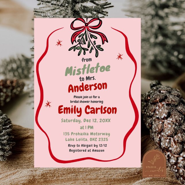 Invitation Mistletoe à Mme Christmas Fête de Mariage de Noël (Créateur téléchargé)