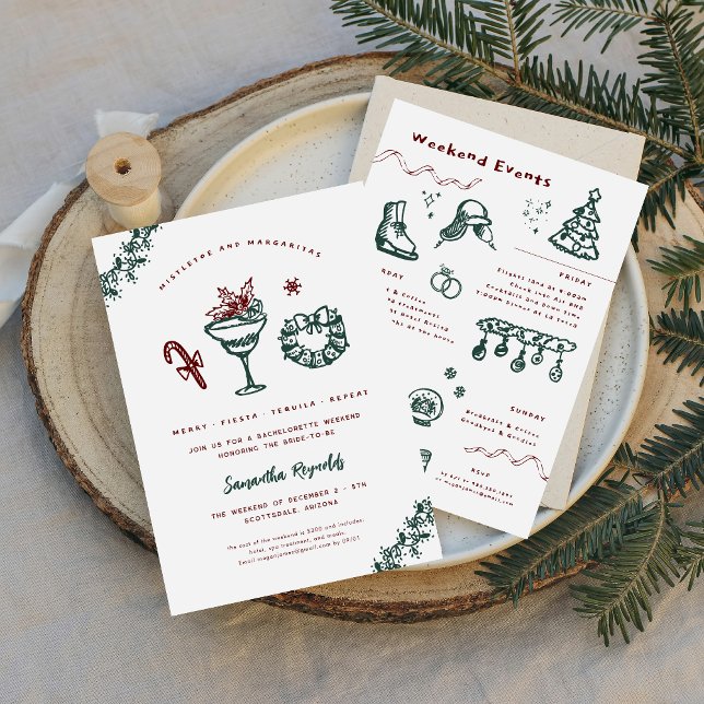 Invitation Mistletoe et Margaritas | Enterrement de vie de je (Créateur téléchargé)
