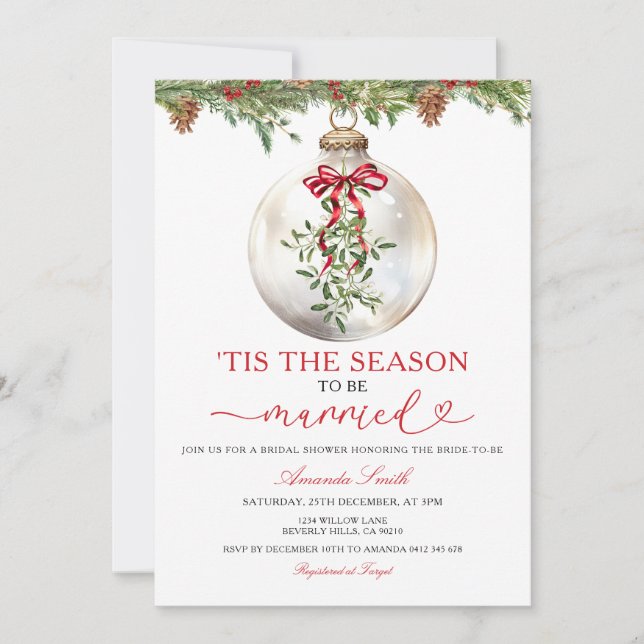 Invitation Mistletoe La Saison pour être Mariée Enterrement d (Devant)