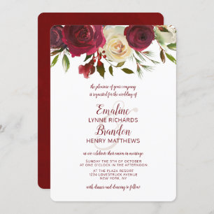 Invitation Mistletoe Manor Aquarelle couleur haut Mariage fro