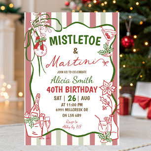 Invitation Mistletoe & Martini Noël Anniversaire