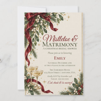 Invitation Mistletoe & Matrimony Noël Baby Shower de Mariée 