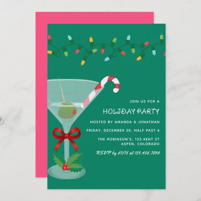 Invitation Mistletoe Pop Christmas Holiday Cocktail Party (Devant / Derrière)