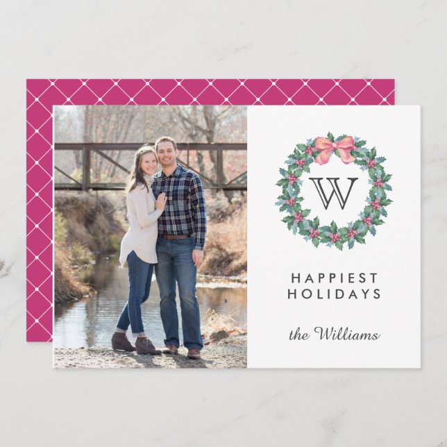 Invitation Mistletoe Wreath Premières fêtes de Noël (Devant / Derrière)