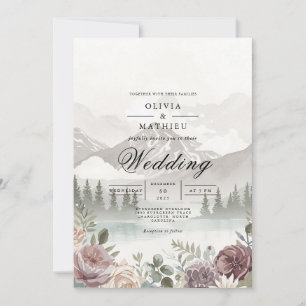 Invitation Misty Mountain Backdrop Romance Mariage