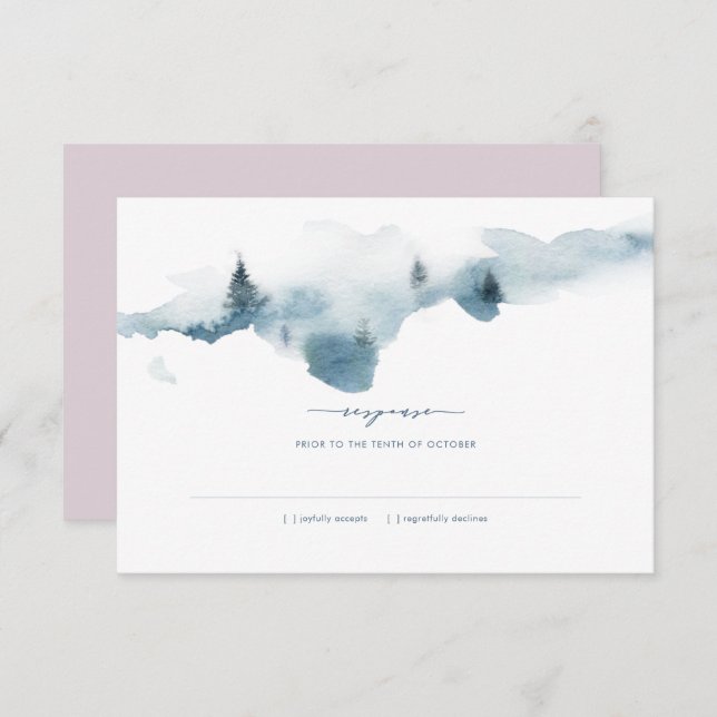 Invitation Misty Mountains Wedding Réponse RSVP (Devant / Derrière)