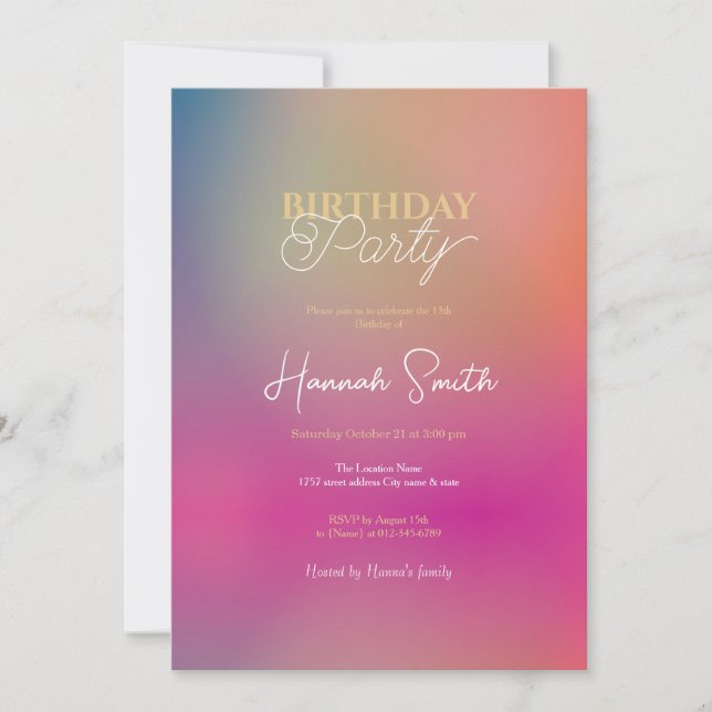 Invitation Misty Sunset Rose Gold Gradient (Devant)