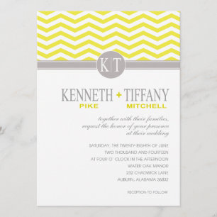 Invitation Mitchell Chevron Monogram jaune Mariage