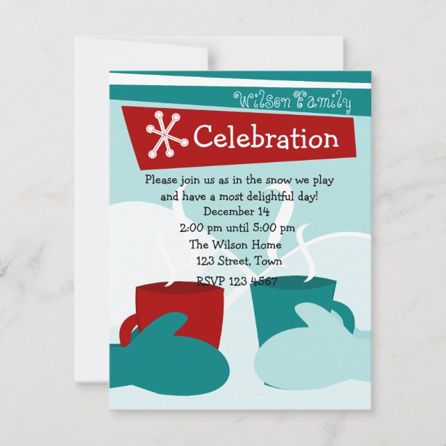 Invitation Mittes chaudes à la neige froide (Devant)