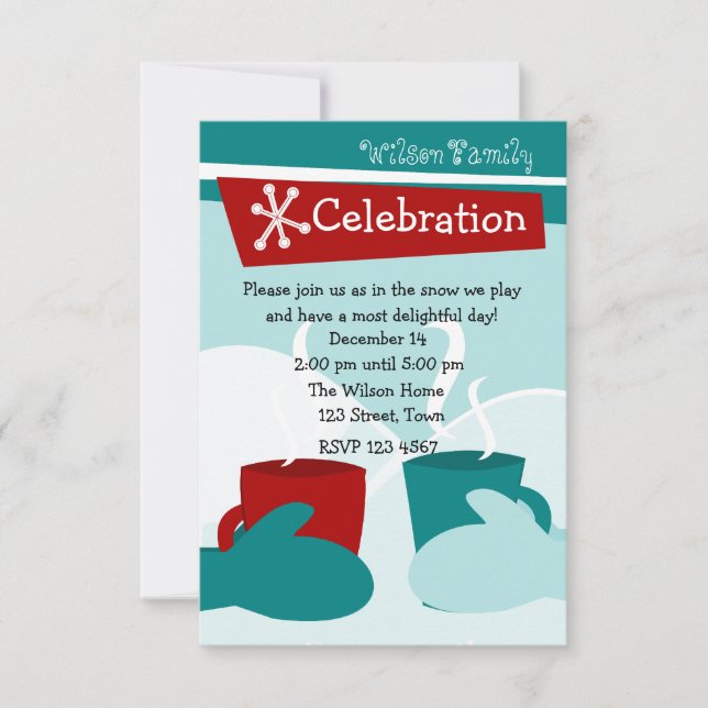 Invitation Mittes chaudes à la neige froide (Devant)