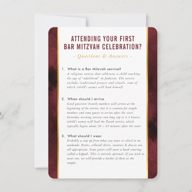 Invitation MITZVAH informations de service questions conseil  (Devant)