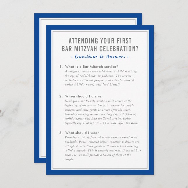 Invitation MITZVAH infos de service questions conseil bleu gr (Devant / Derrière)