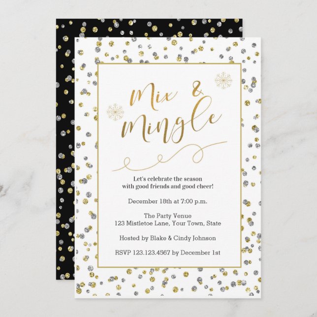 Invitation Mix & Mingle Holiday Faux Parties scintillant Part (Devant / Derrière)