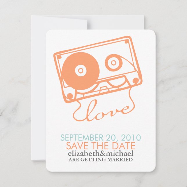 Invitation Mix tape d'annonces de Love Save the Date (Devant)