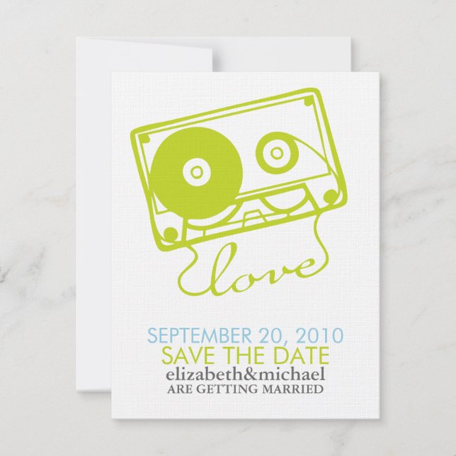 Invitation Mix tape d'annonces Love Save the Date (Devant)