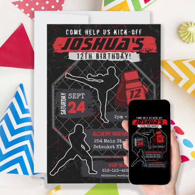 Invitation MIXED MARTIAL ART Karate Ninja Parti Anniversaire  (Créateur téléchargé)