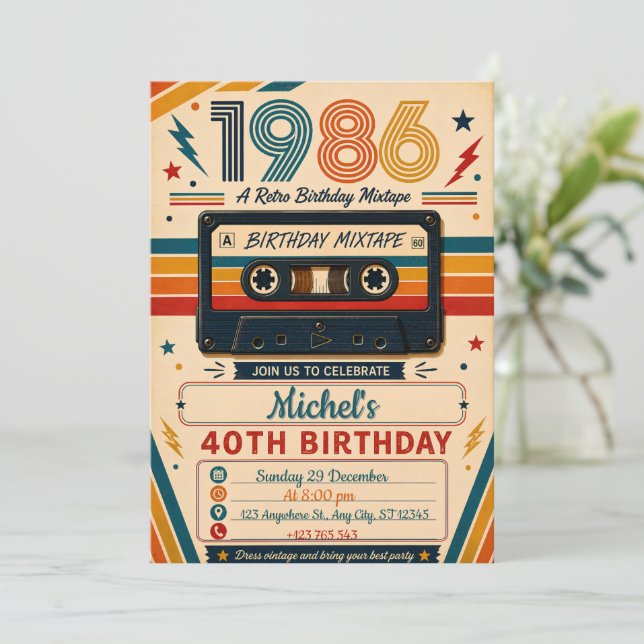Invitation Mixtape Rétro 40e Anniversaire  (Debout devant)