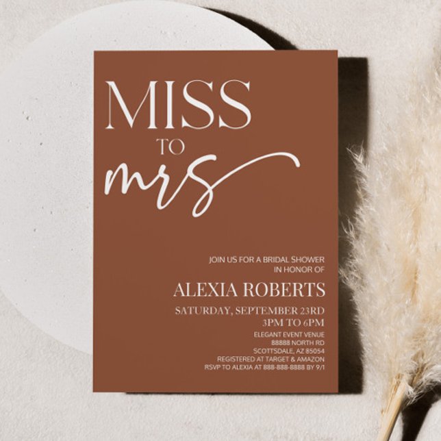 Invitation Mlle À Mme Brown Boho Fête des mariées bohème (Créateur téléchargé)