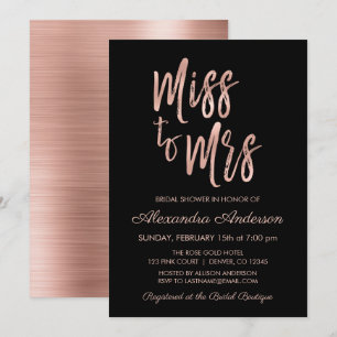 Invitation Mlle à Mme Pink Rose Rose Fête des mariées or